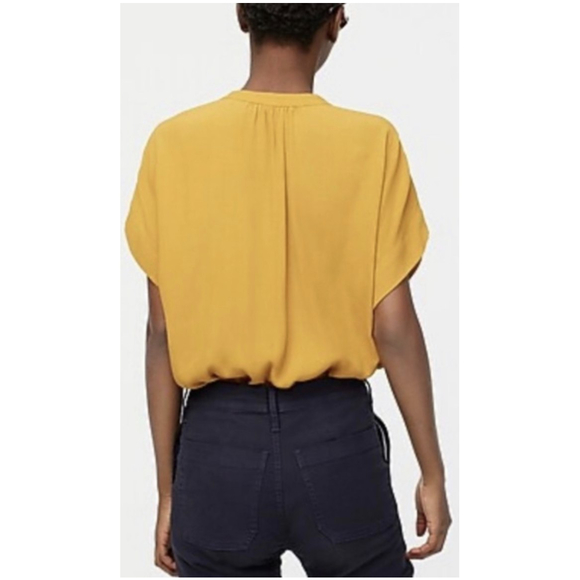 J.CREW Point Sur Drapey Popover Mustard Shirt - Picture 2 of 7